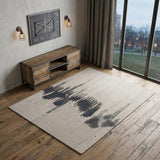 4' X 6' Gray Ivory and Blue Abstract Hand Tufted Area Rug
