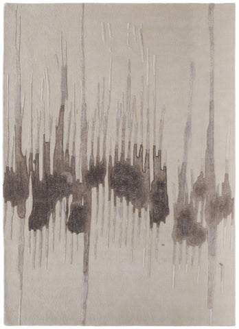 4' X 6' Ivory Taupe and Brown Abstract Hand Tufted Area Rug