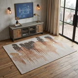 4' X 6' Tan Brown and Orange Abstract Hand Tufted Area Rug