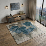 4' X 6' Blue and Gray Abstract Hand Tufted Area Rug