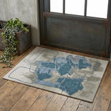 2' X 3' Blue and Gray Abstract Hand Tufted Area Rug
