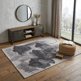 4' X 6' Gray and Ivory Abstract Hand Tufted Area Rug