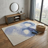 4' X 6' Blue and Ivory Abstract Hand Tufted Area Rug