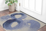 2' X 3' Blue and Ivory Abstract Hand Tufted Area Rug