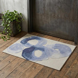 2' X 3' Blue and Ivory Abstract Hand Tufted Area Rug