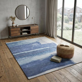 4' X 6' Blue and Ivory Abstract Hand Tufted Area Rug