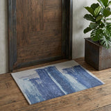 2' X 3' Blue and Ivory Abstract Hand Tufted Area Rug