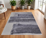 4' X 6' Dark Gray and Ivory Abstract Hand Tufted Area Rug