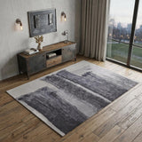 4' X 6' Dark Gray and Ivory Abstract Hand Tufted Area Rug
