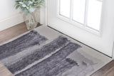 2' X 3' Dark Gray and Ivory Abstract Hand Tufted Area Rug