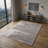 4' X 6' Gray and Ivory Abstract Hand Tufted Area Rug