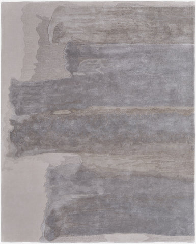 2' X 3' Gray and Ivory Abstract Hand Tufted Area Rug
