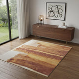 4' X 6' Ivory Red and Orange Abstract Hand Tufted Area Rug