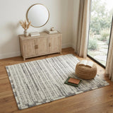 4' X 6' Gray and Ivory Wool Striped Hand Woven Area Rug