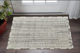 2' X 3' Gray and Ivory Wool Striped Hand Woven Area Rug