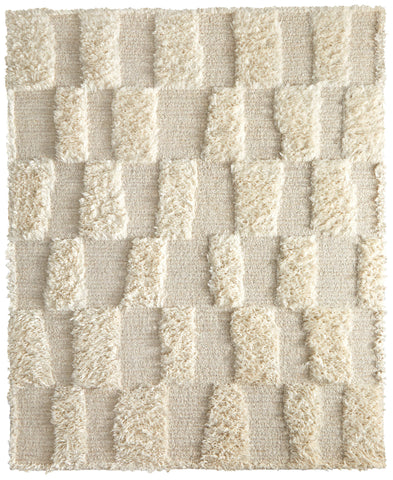 2' X 3' Ivory Wool Geometric Hand Woven Area Rug