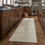 8' Tan and Ivory Wool Geometric Hand Woven Runner Rug