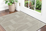 2' X 3' Tan and Ivory Wool Geometric Hand Woven Area Rug
