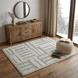4' X 6' Gray and Ivory Wool Geometric Hand Woven Area Rug