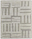 4' X 6' Gray and Ivory Wool Geometric Hand Woven Area Rug