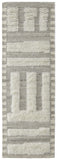10' Gray and Ivory Wool Geometric Hand Woven Runner Rug