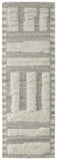 8' Gray and Ivory Wool Geometric Hand Woven Runner Rug