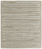 2' X 3' White and Tan Wool Striped Hand Woven Area Rug