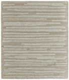 2' X 3' White and Tan Wool Striped Hand Woven Area Rug