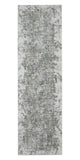 10' Gray And Ivory Abstract Distressed Runner Rug