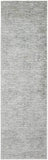8' Ivory Gray and Green Abstract Power Loom Worn Faded Runner Rug