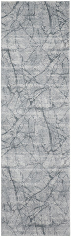 10' Gray And Ivory Abstract Distressed Runner Rug