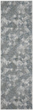 10' Ivory Gray And Green Abstract Distressed Runner Rug