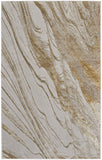 5' X 8' Ivory Brown and Gold Abstract Power Loom Area Rug