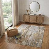 4' X 6' Ivory Gray and Brown Abstract Power Loom Area Rug