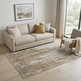 5' X 8' Ivory Gray and Brown Abstract Power Loom Area Rug