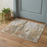 2' X 3' Ivory Gray and Brown Abstract Power Loom Area Rug