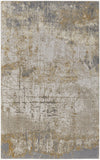 5' X 8' Ivory Gray and Brown Abstract Power Loom Worn Faded Area Rug