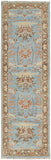8' Brown and Blue Wool Oriental Hand Knotted Runner Rug
