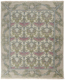 4' X 6' Ivory Gray and Pink Wool Floral Hand Knotted Area Rug