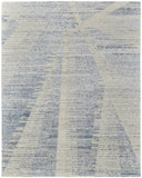 2' X 3' Ivory Blue And Silver Abstract Hand Knotted Distressed Area Rug