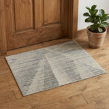 2' X 3' Ivory and Gray Abstract Hand Knotted Worn Faded Area Rug