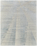 2' X 3' Blue Ivory And Silver Abstract Hand Knotted Distressed Area Rug