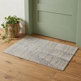 2' X 3' Ivory and Gray Abstract Hand Knotted Worn Faded Area Rug