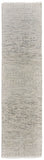 12' Ivory and Gray Wool Hand Knotted Runner Rug With Fringe