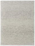 2' X 3' Ivory and Gray Wool Hand Knotted Area Rug With Fringe