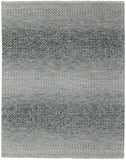 2' X 3' Ivory Blue and Brown Wool Hand Knotted Area Rug With Fringe