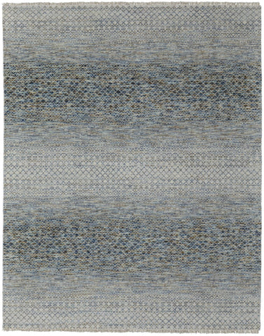8' X 10' Navy Blue And Sky Blue Abstract Washable Indoor Outdoor Area Rug