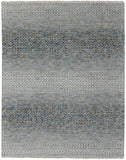 2' X 3' Ivory Blue and Brown Wool Hand Knotted Area Rug With Fringe