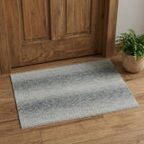 2' X 3' Ivory Blue and Brown Wool Hand Knotted Area Rug With Fringe