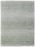 2' X 3' Ivory and Green Wool Hand Knotted Area Rug With Fringe